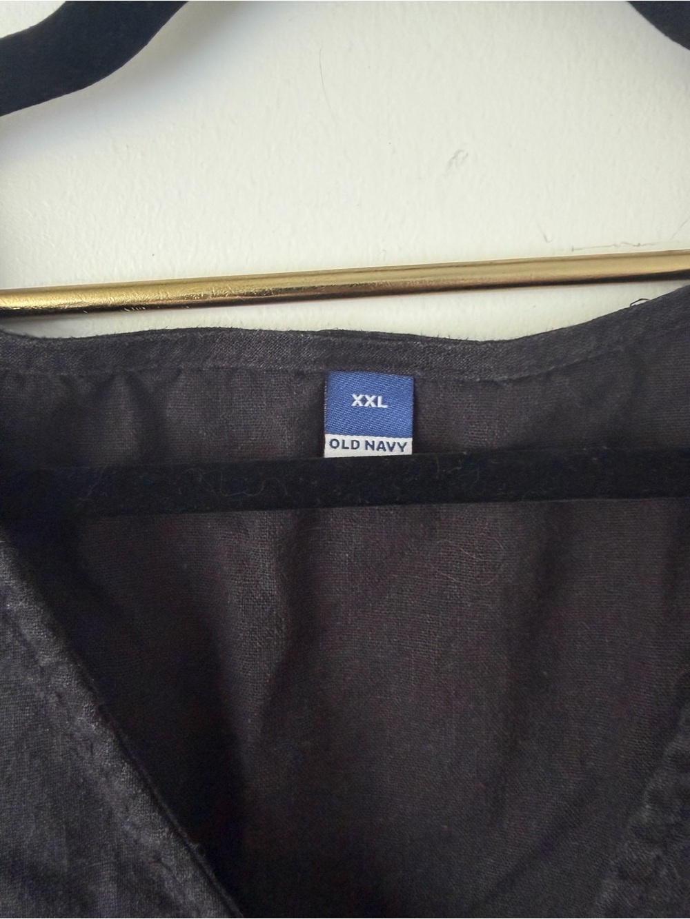 Old Navy Black Button-Front Linen Blend Midi Dress - Picture 4 of 4